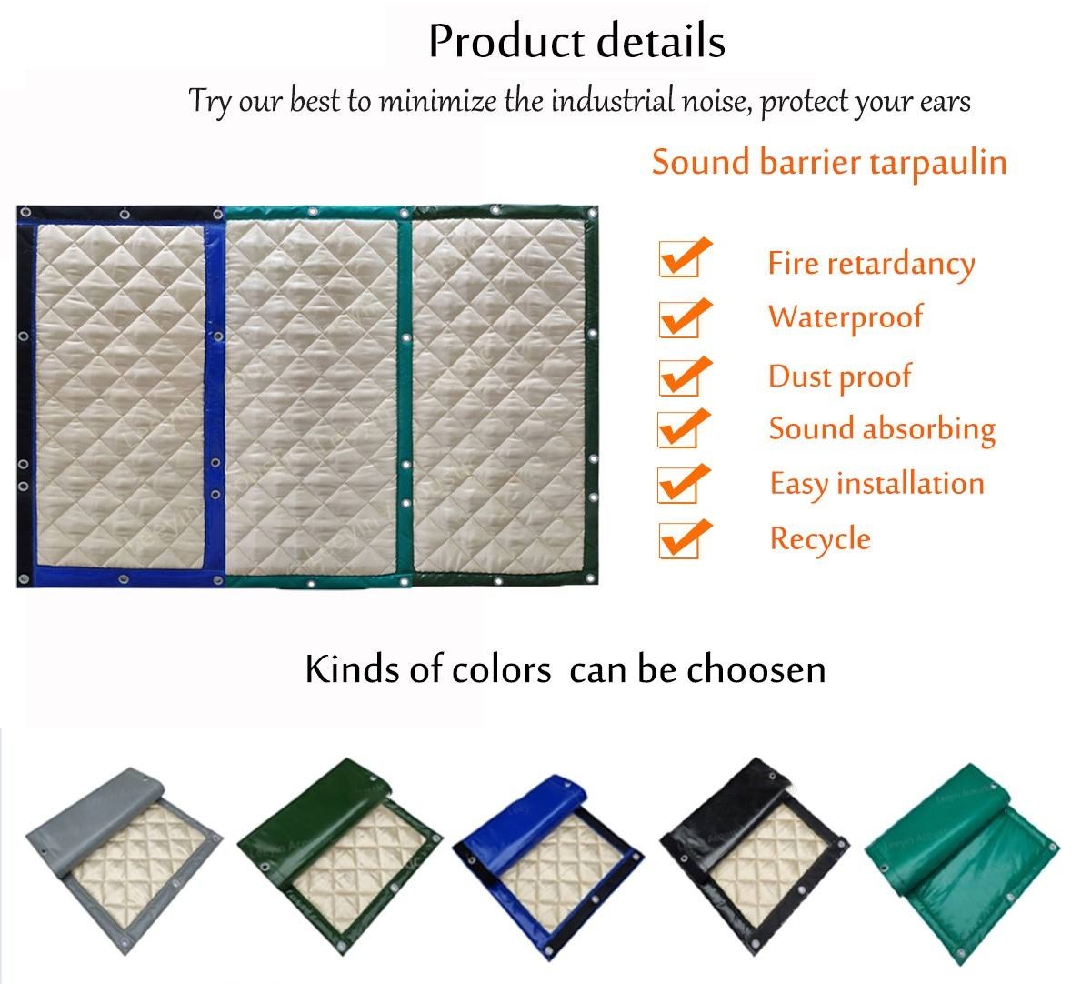 Litong Excellent Noise Barrier Soundproof Blanket isolate sound barrier fence curtains fireproof sound insulation mat