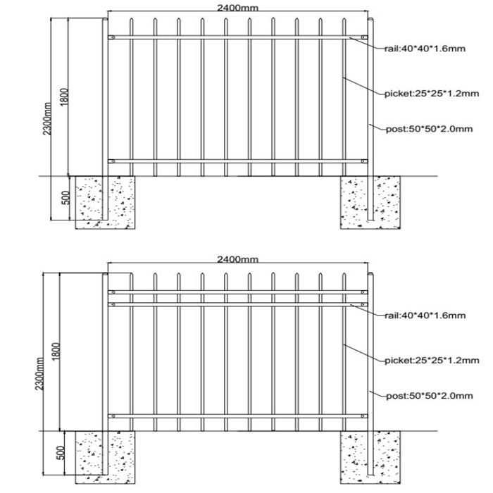 Hot sale galvanized tubular steel fence posts panels