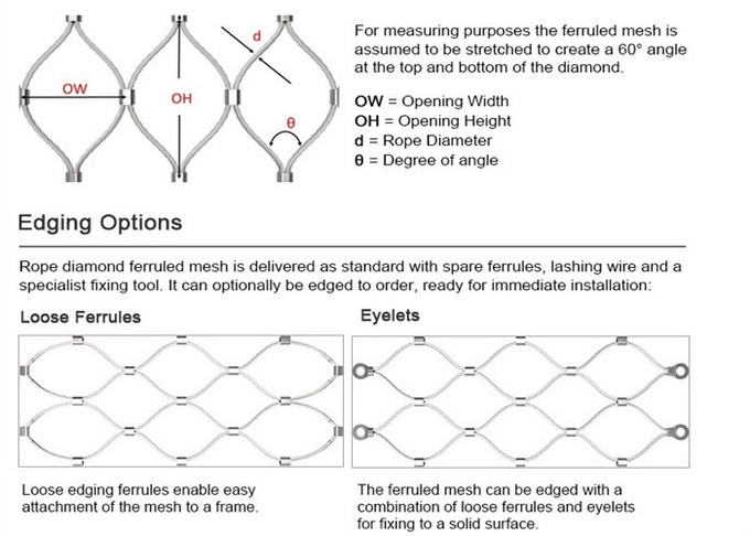 stainless steel rope mesh for sale specification