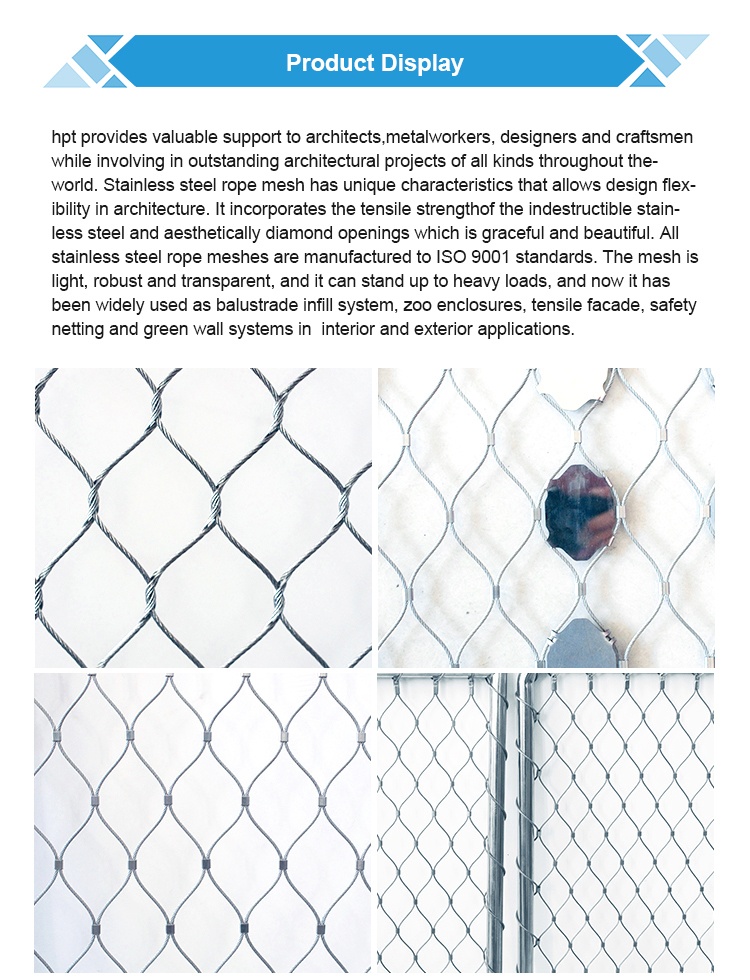 ss304 stainless steel wire rope mesh used in zoo fence