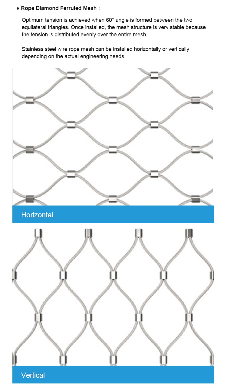 ss304 stainless steel wire rope mesh used in zoo fence