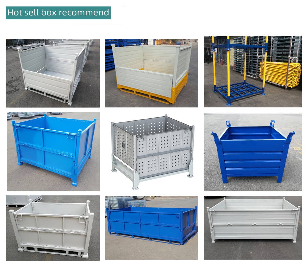 Hot-dip Galvanized Wire Mesh Pallet Cage with Wooden Pallet,Stackable Steel Industrial Storage Pallet Cage