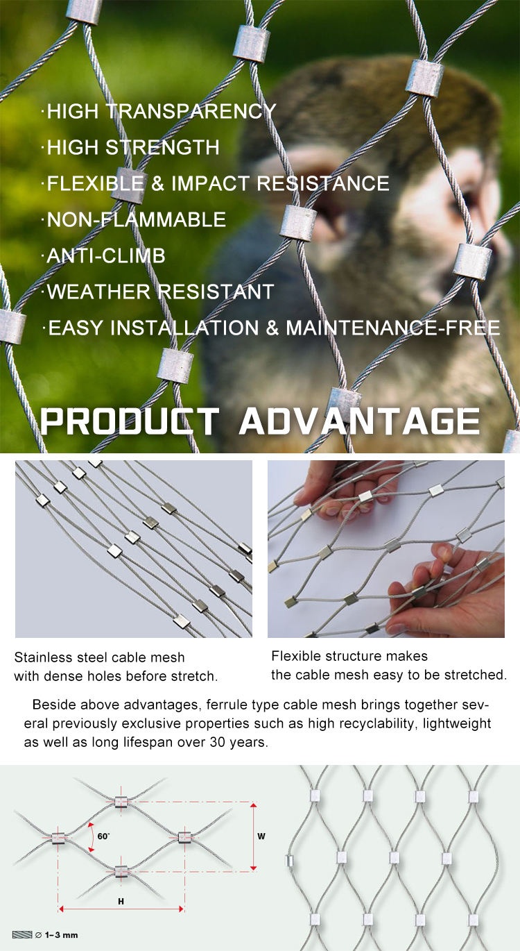 Stainless Steel Cable Mesh for Aviary Outdoor
