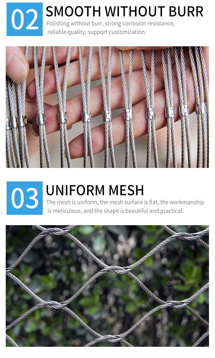 316 Flexible Stainless Steel Wire Rope Ferrule Zoo Fence Aviary Bird Parrot Netting Mesh