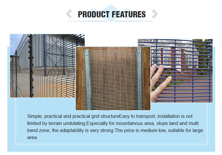 4mm diameter Prison mesh PVC coated 358 no climb fence panels